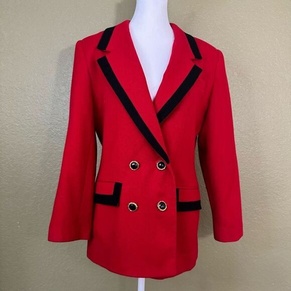 Oleg Cassini Jackets & Blazers - Vintage Oleg Cassini Women’s 12 Petite 100% Wool Lined Red Elegant Blazer